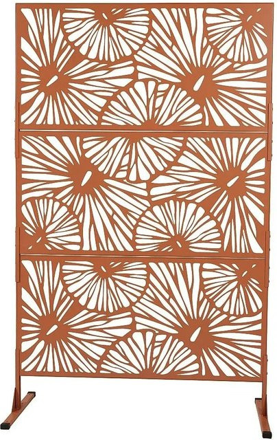 Vengy Zaun und Palisade Paravent aus Metall in Terracotta, Höhe: 116 cm - Bild 1