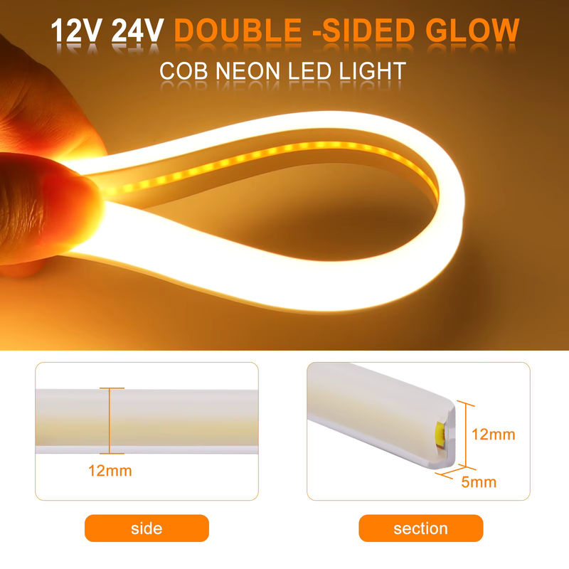 XUNATA COB LED Streifen Licht Weiß, Wasserdichtes Flexibles LED Neonband mit 120 LEDs pro Meter, Doppelseitige Up-Down Beleuchtung aus Silikon - Bild 4