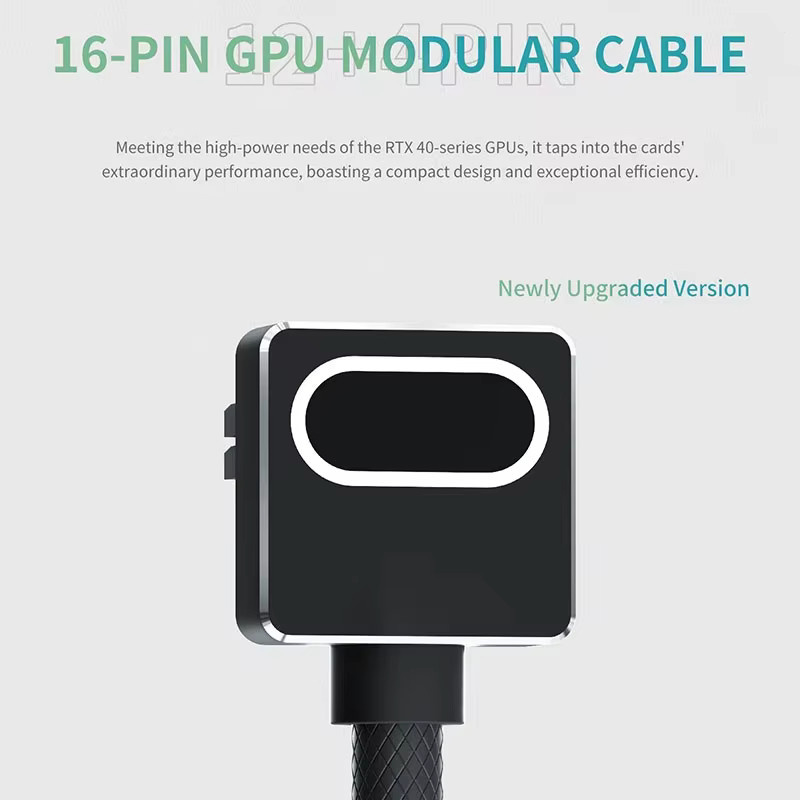 UPSIREN Modulares 12VHPWR GPU Kabel mit 16PIN und ARGB 5V 3Pin, 18AWG, rechtwinkliges 90 Grad Design, Schwarz oder Weiß - Bild 3