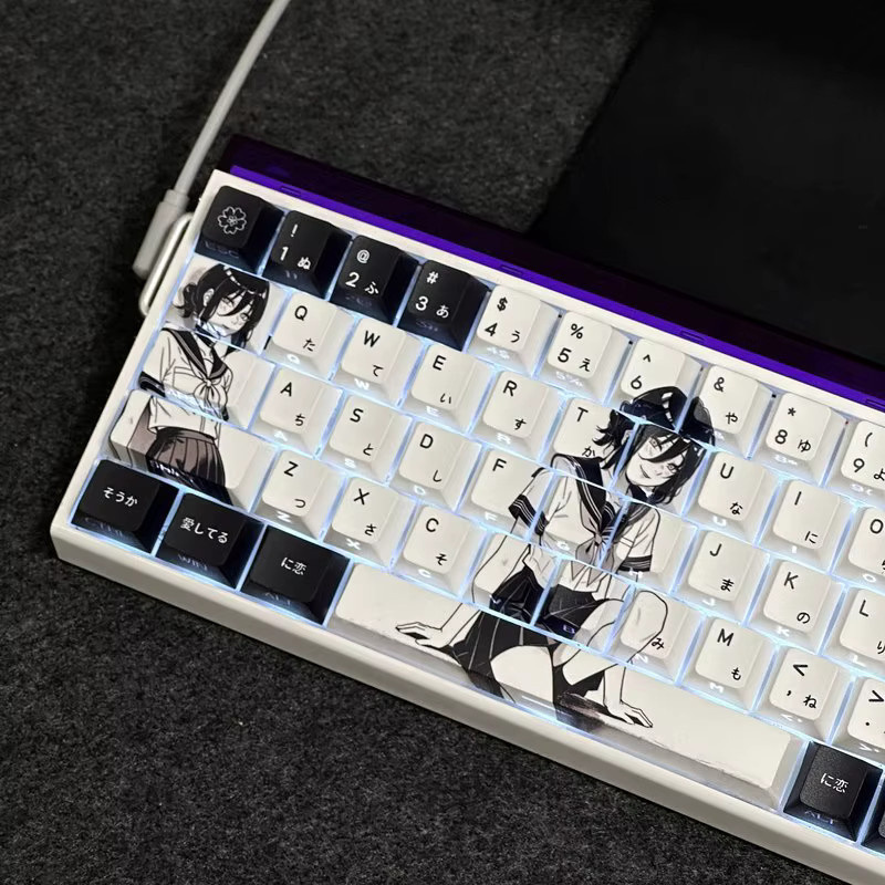TOYOLEE Chainsaw Man Reze JK-Style Tastenkappen, 100 PBT Keycaps mit Seitengravur für mechanische Tastaturen - Bild 2
