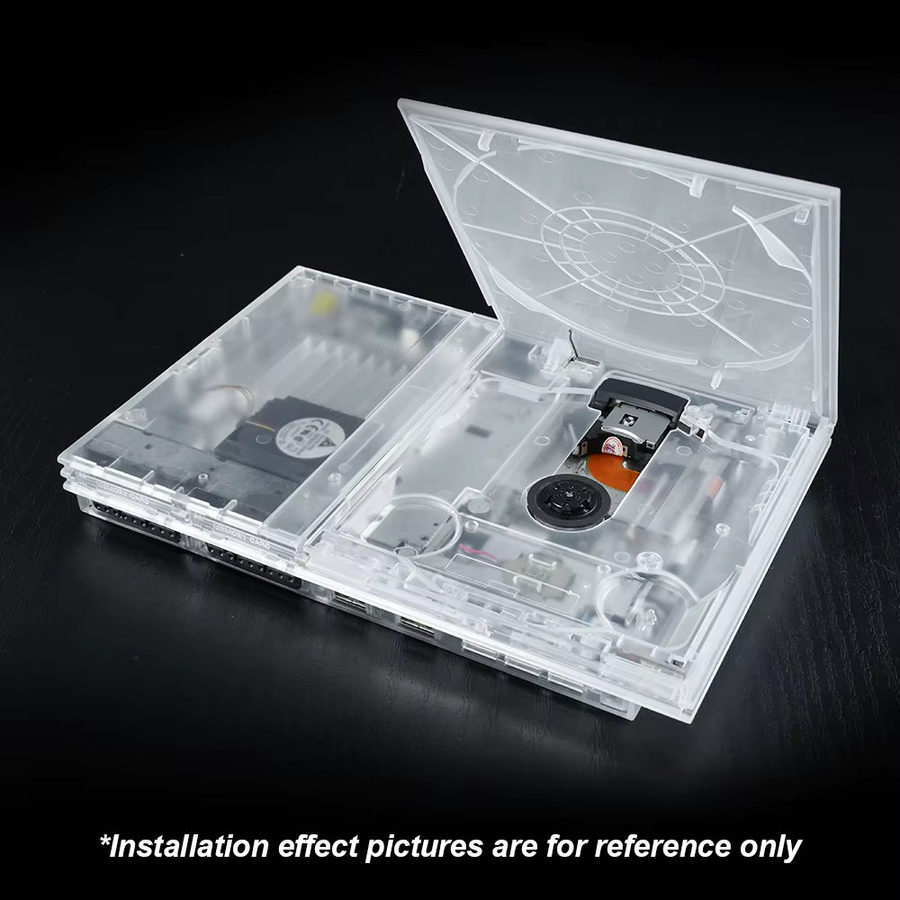 TICKNOT Ersatzgehäuse für PlayStation 2 Slim SCPH-7XXXX/SCPH-9XXXX in Weiß und Transparent im Retro-Design - Bild 2