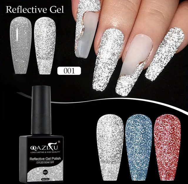 QAZIXU Gel-Nagellack, Silber, 8 ml - Bild 1