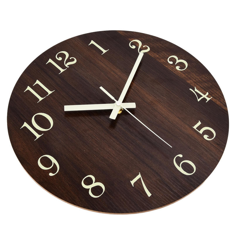 TOMTOP JMS Wanduhr aus Holz im Retro-Stil mit leuchtendem 3D-Design und geräuschlosem Quarzwerk in Braun - Bild 6