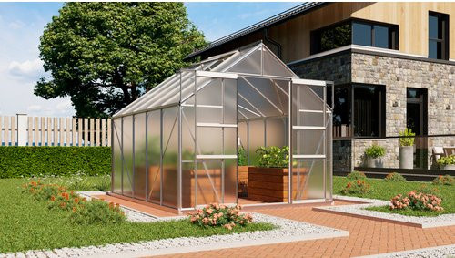 VITAVIA Gewächshaus Mars Plus 8300 aus Aluminium in Silber, B: 257 cm, H: 238 cm, L: 321 cm - Bild 1