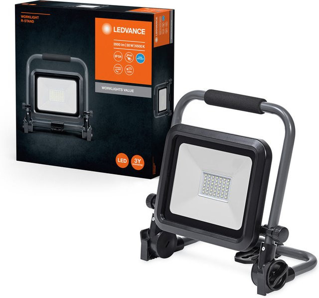 LEDVANCE WORKLIGHTS VALUE R-STAND Baustrahler in Schwarz mit 30W, 3000lm und 6500K Kaltweiß - Bild 1