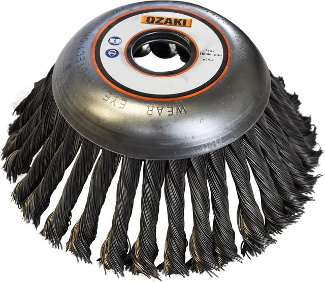 Ozaki Unkrautbürste aus Metall in Silber mit 45° Winkel und Reduzierring, Durchmesser: 150 mm - Bild 1