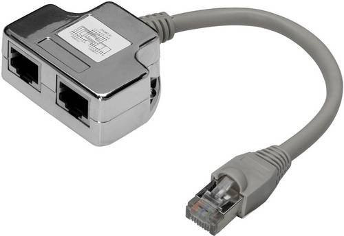 Digitus RJ45 Netzwerk Adapter CAT 5e mit 1x RJ45-Stecker und 2x RJ45-Buchse in Grau - Bild 1