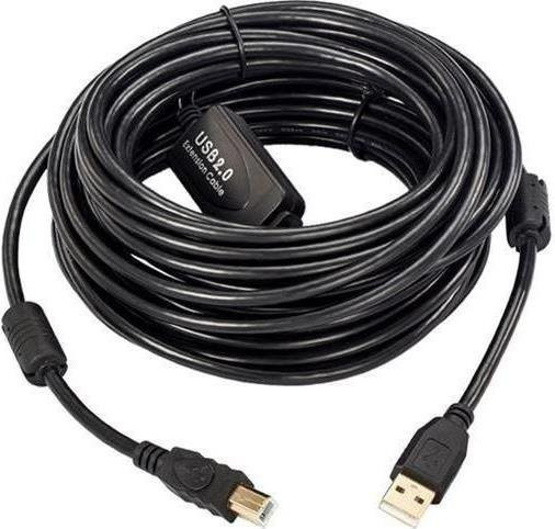 Microconnect USB-A auf USB-B Kabel 2.0 in Schwarz, Länge: 15 m - Bild 1