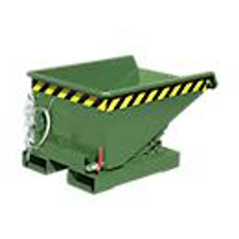 Bauer Mini-Spänebehälter Typ EXPO-E 150 mit Seilzug-Kippvorgang in Resedagrün RAL 6011, Inhalt 0,15 m³, Tragkraft bis 750 kg, B/T/H: 96,0 x 54,0 x 64,0 cm - Bild 3