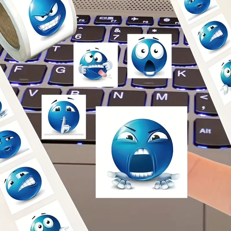 500 Stück Kreative Blaue Bohnen-Aufkleber als Lustige Abstrakte Rollenaufkleber zum Versiegeln in Blau - Bild 3