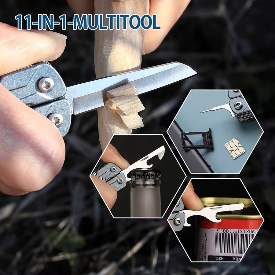NEXTOOL S11 11-in-1 Mini-Multitool in Schwarz mit Taschenmesser, Schere und Drahtschneider für Outdoor-Aktivitäten - Bild 3
