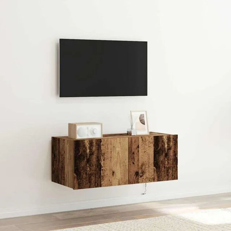 Vidaxl TV-Wandregal aus Holzwerkstoff in Braun im Industrial Design, B/T/H: 80 x 35 x 31 cm - Bild 1