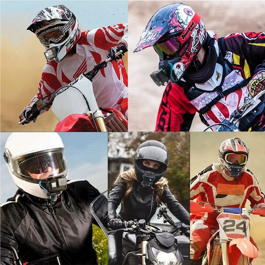 Kinnriemenhalterung für Motorradhelm mit Fernbedienung in Schwarz für GoPro Hero 13/12, Insta360 X5/X4/X3 und DJI Action 3/4/5 Pro sowie AKASO Action Kameras - Bild 6