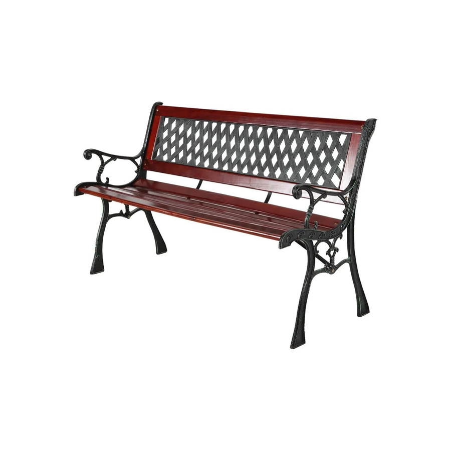 LEX Parkbank aus Tannenholz und Metall in Braun, B/T/H: 125 x 74 x 52 cm - Bild 2