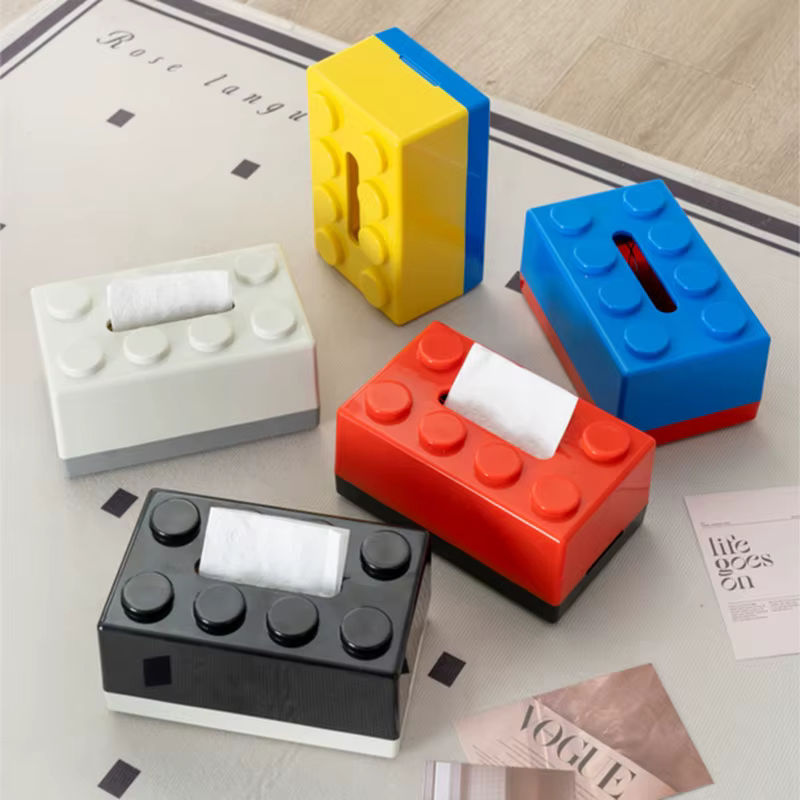 Kreative Baustein-Taschentuchbox aus Kunststoff zur Wandmontage, wasserdicht, Farben: Weiß, Grau und Mehrfarbig - Bild 2