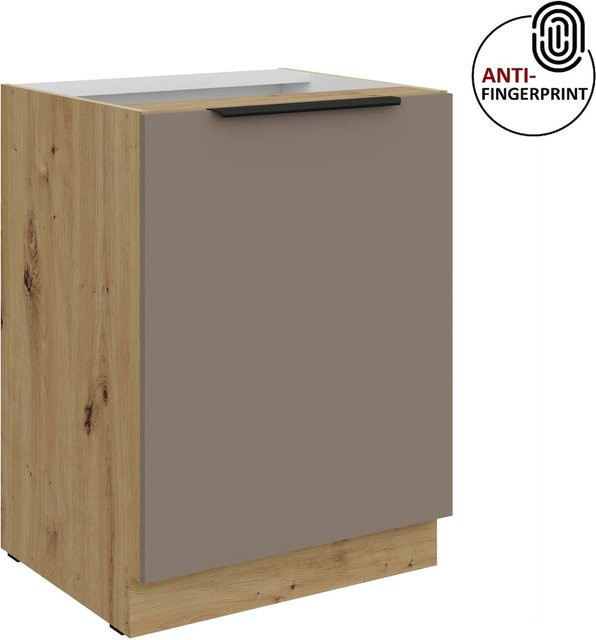 Küchenunterschrank ARIA in Sandgrau matt mit Anti-Fingerprint-Beschichtung, Breite: 60 cm - Bild 1