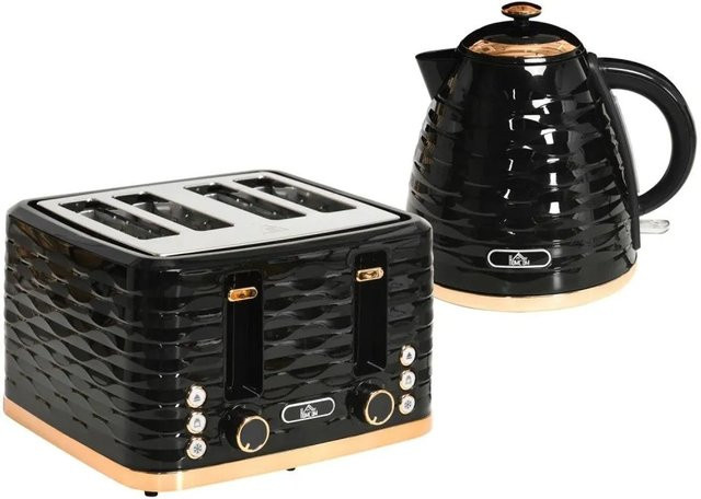 HOMCOM Kocher-Toaster-Set aus Kunststoff und Stahl in Schwarz, B/T/H: 19,5 x 24,1 x 23,2 cm - Bild 1