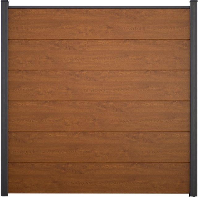 GroJa Steckzaun BasicLine aus PVC in Golden Oak, Höhe: 180 cm, Breite: 180 cm - Bild 1