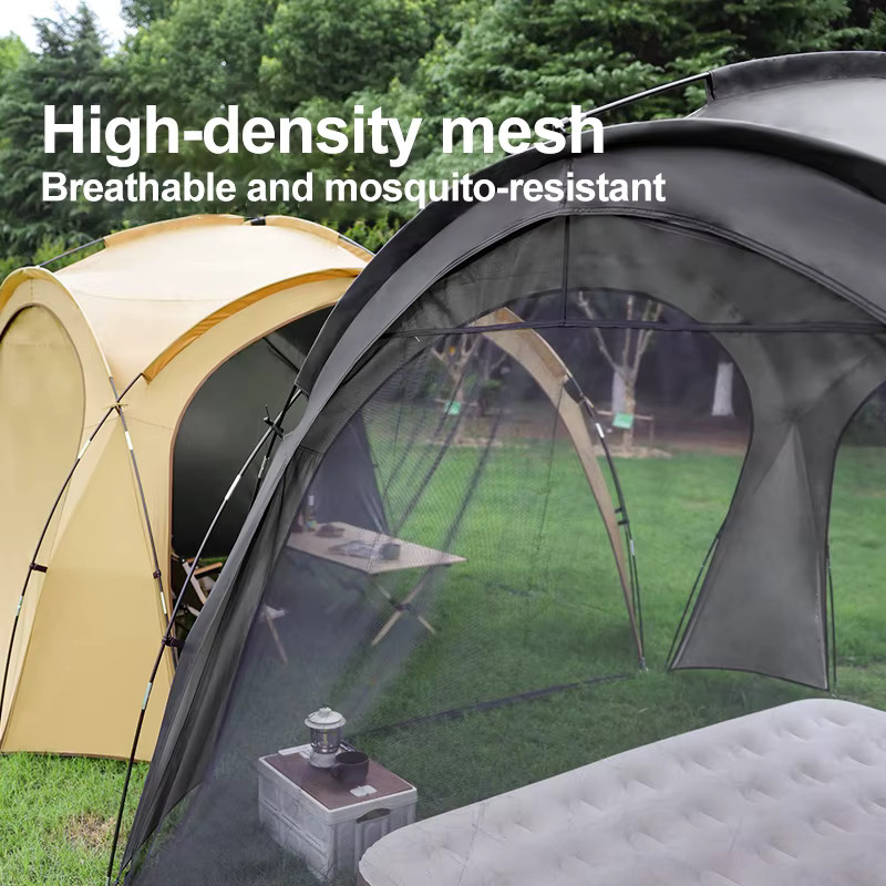Sonuto Campingzelt für 8–13 Personen in Schwarz, wetterfestes Outdoor-Zelt mit integrierter Auto-Markise und Mückenschutz, faltbarer Familien-Pavillon - Bild 4