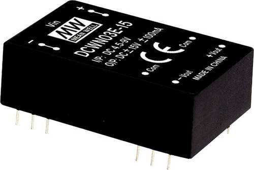 Mean Well DCWN03E-15 DC/DC-Wandlermodul Schwarz 3W 2 Ausgänge - Bild 1