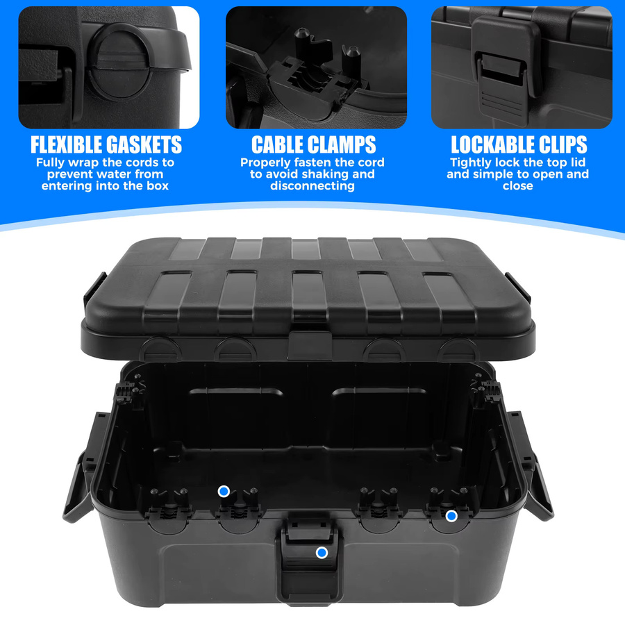 Wasserdichte elektrische Außenbox Außenstrom Cor, IP54 wetterfest, Schwarz, B/T/H: 34,5 x 24,0 x 12,0 cm - Bild 2