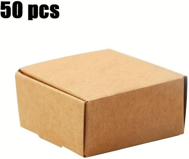 50 Stück Kraftpapier-Geschenkboxen mit Deckel von SZ-Damai in Beige - Bild 1
