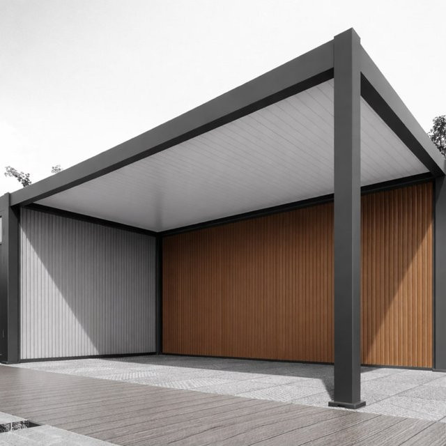 Weide WPC Wand für Carport in Braun mit Verstärkungsstange, Breite: 530 cm, Dicke: 2,8 cm - Bild 1