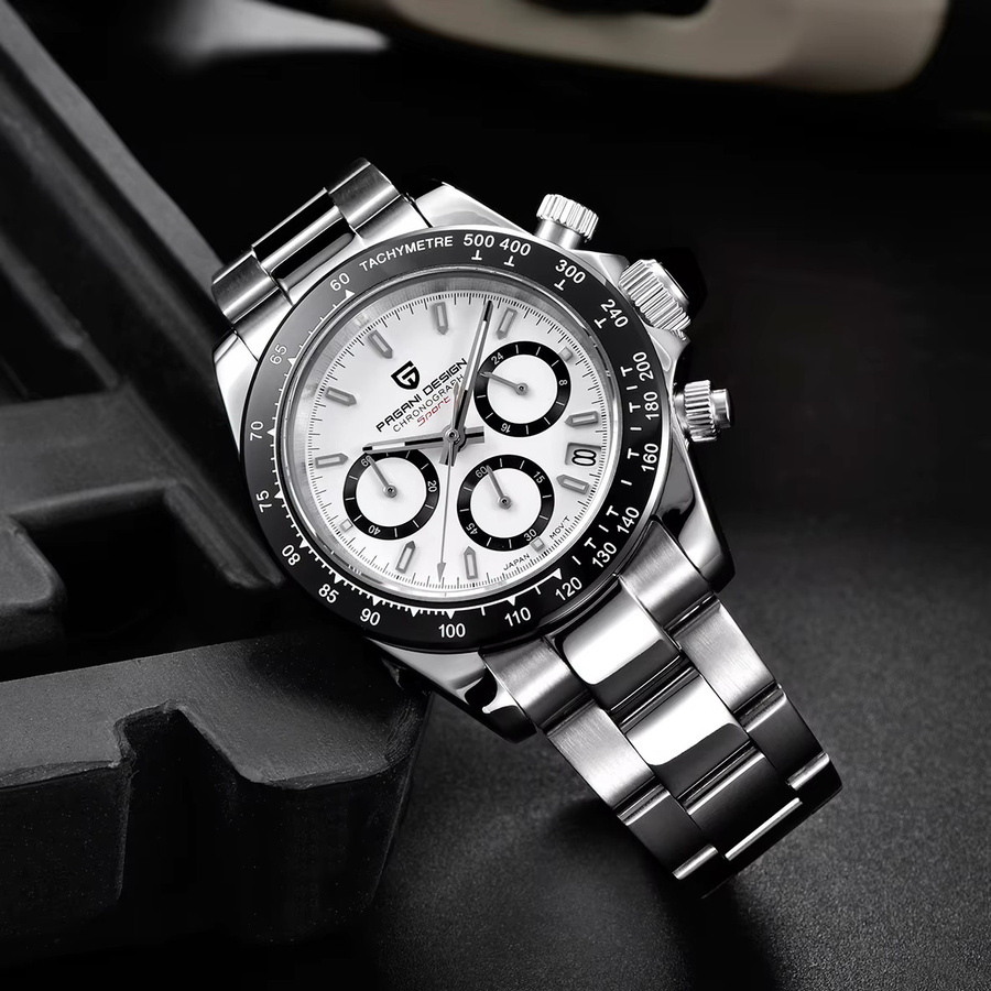 PAGANI DESIGN Chronograph, Quarz, Edelstahl, Silber, Weiß, Herren - Bild 4