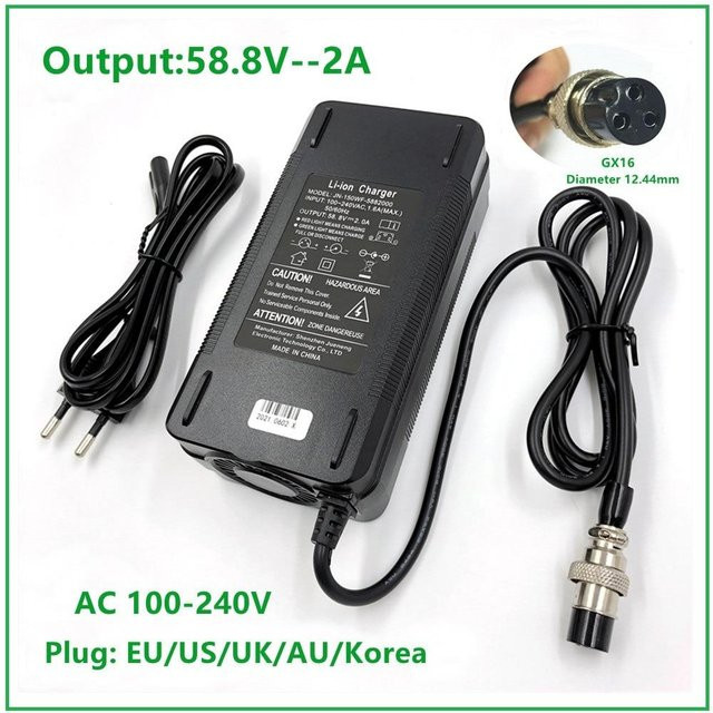 Seiko Chargers Ladegerät für 52 V Li-Ion Akkus von Elektrofahrrädern mit GX16 Anschluss, Grau - Bild 1