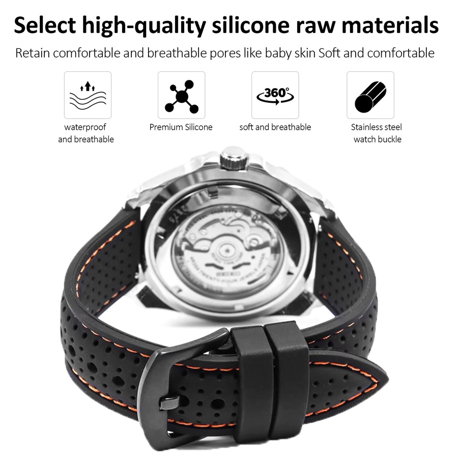 YIFILM Uhrenarmband Silikon, Edelstahl-Schnalle, Schwarz, Unisex - Bild 4