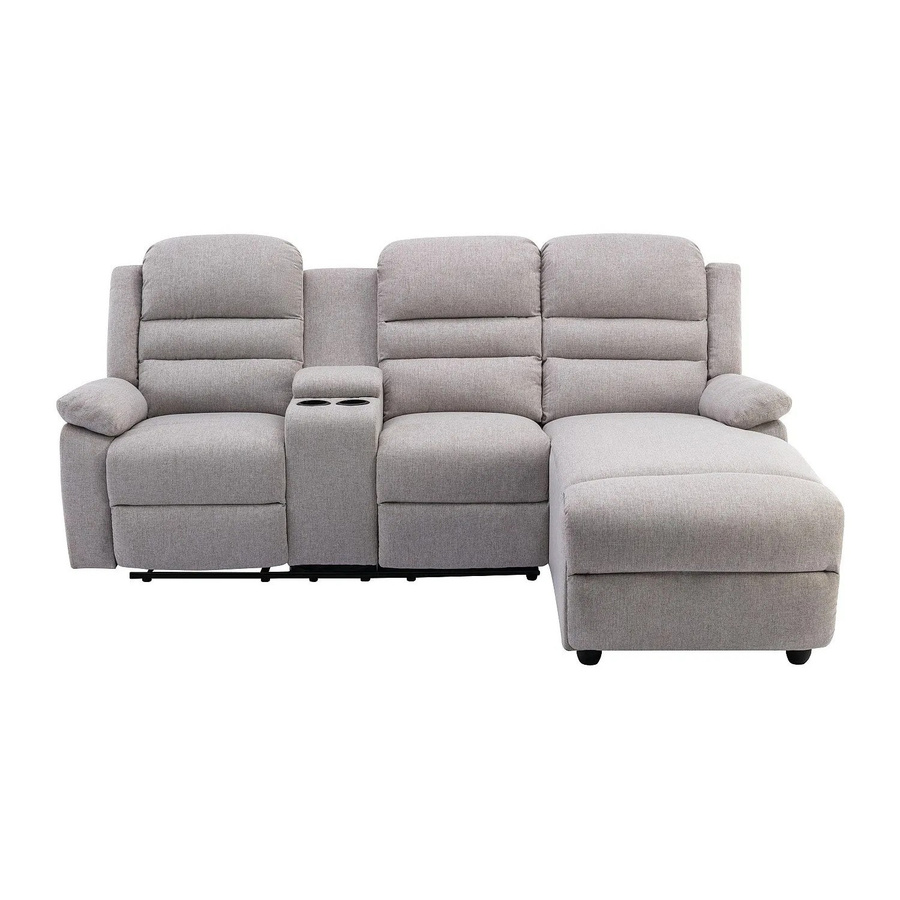 Vente-unique Relaxsofa Macedonia L-Form in Beige mit Stoffbezug, Breite: 231 cm - Bild 2