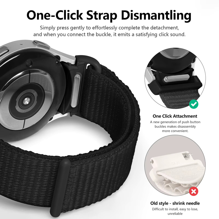 EIMO Uhrenarmband Nylon, Schwarz, Unisex - Bild 2