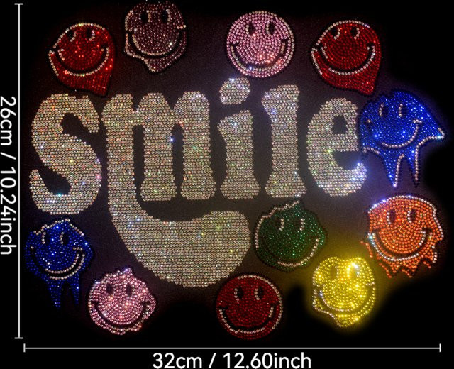 Bunter Graffiti-Strass-Wärmeübertragungsaufkleber Sparkling Smile in Multicolour für Textilien und kreative Dekoration - Bild 1