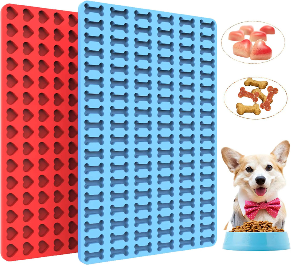 Silikon Backform mit mehreren Fächern für Kekse, Schokolade, Gelee und Hundesnacks in Herz- und Sternform - Bild 1