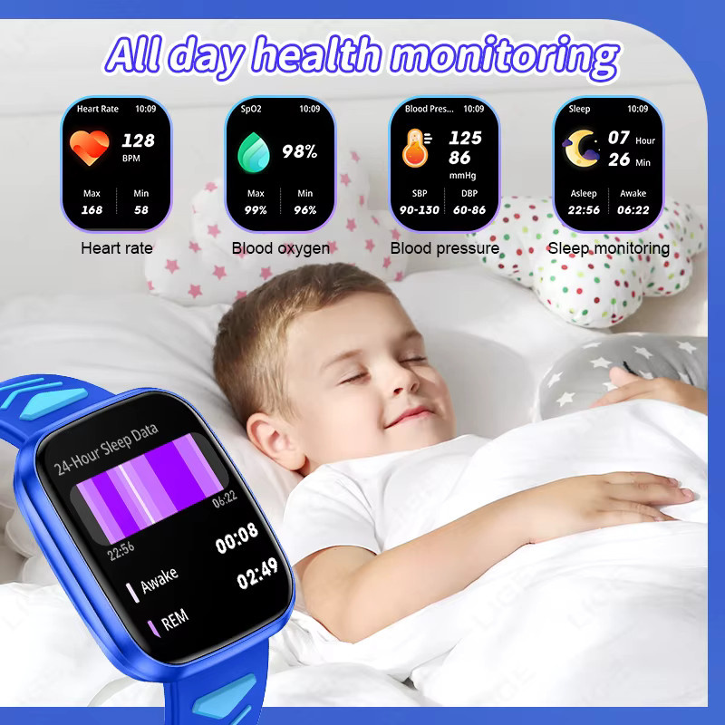 LIGE Kinderspiel-Smartwatch in Blau mit Touchscreen, Puzzlespielen, Schrittzähler, Wecker und Taschenrechner - Bild 3