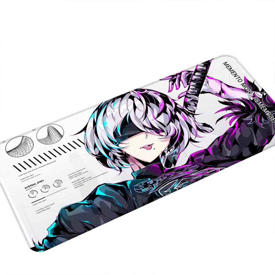 Bandai Nier Automata 2B Anime Mauspad XXL Erweiterte Gaming-Schreibtischunterlage in Schwarz Weiß - Bild 2