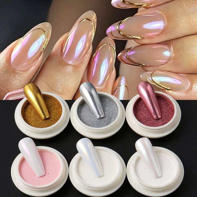 Full Beauty Nagelpulver Chrom-Aurora, 6 Farben, Glänzend - Bild 1
