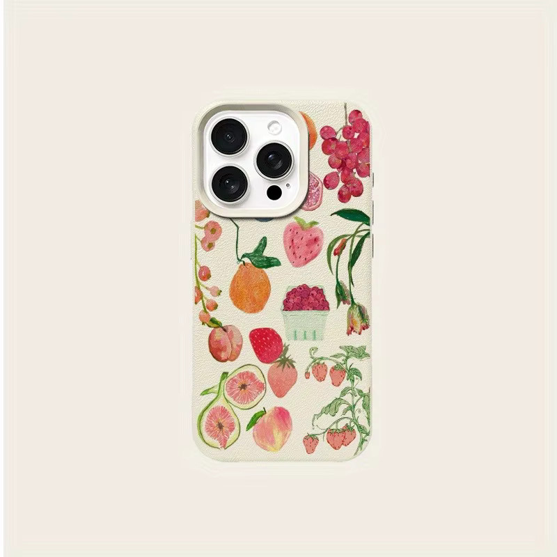 Handyhülle mit Litschi-Fruchtprint für Apple iPhone 17, 16, 15 Pro Max Plus Series in Multicolor und Beige - Bild 4