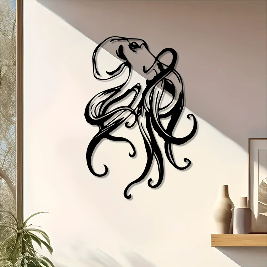 CIFBUY Oktopus Metall-Wandkunst Nautische Skulptur in Schwarz - Bild 4