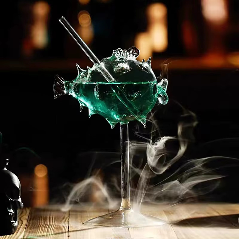 HNKMP Cocktailglas in Fischform aus transparentem Glas für Party und Bar - Bild 3