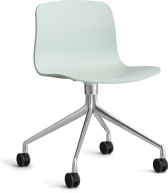 HAY About A Chair AAC 14 Schwenkbarer Stuhl in Grün mit Rollen aus Polypropylen und Aluminium - Bild 1