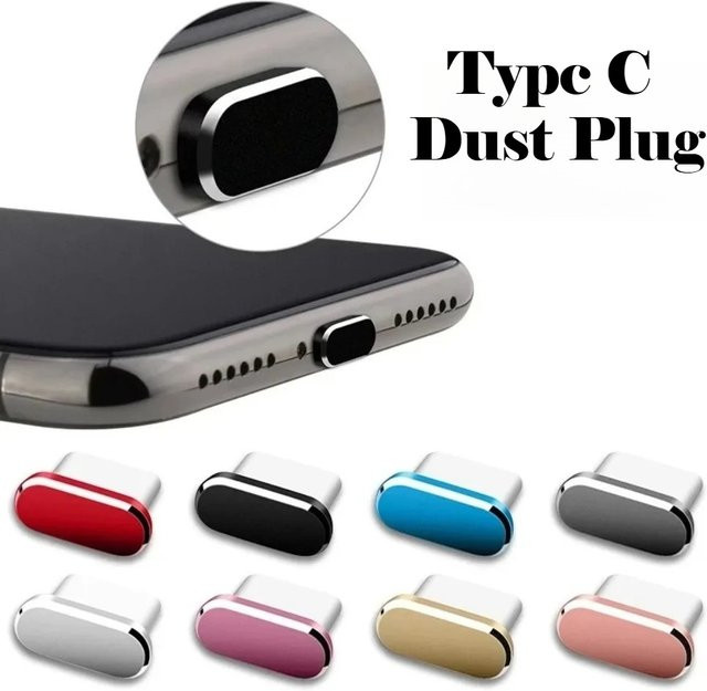 2 Stück Universal Typ-C Staubschutzkappen aus Metall in Pink für USB-C Ladeanschlüsse - Bild 1