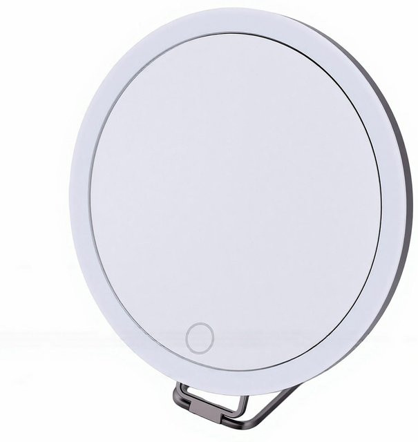 KaiSai Schminkspiegel mit 30-facher Vergrößerung und LED-Licht, weißer beleuchteter Kosmetikspiegel mit Saugnapf und dimmbarer Helligkeit, Durchmesser: 15,24 cm - Bild 1