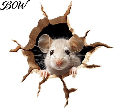 Wetterfester Maus Wandaufkleber mit 3D-Effekt in Schwarz, Lustiger Späher-Sticker für Fenster und Wände aus PVC - Bild 1