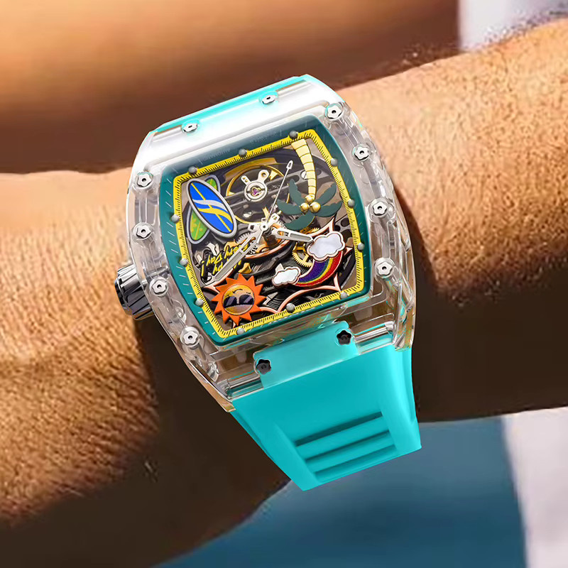 PINDU Armbanduhr, Mechanisch, Analoguhr, Silikon, Herren, Leuchtzeiger - Bild 4