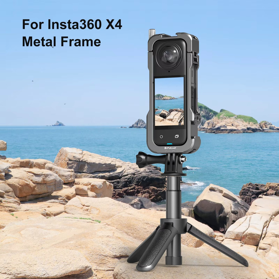 PULUZ Metall-Schutzkäfig-Rig Gehäuserahmen mit Objektivabdeckung für Insta360 X4 in Schwarz - Bild 2