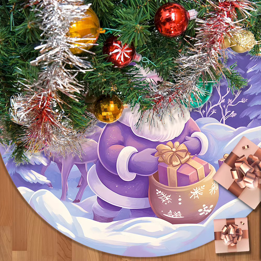 VIKAMA Kissen mit lila Weihnachtsbaum-Design und nordischem Schneemuster - Bild 3