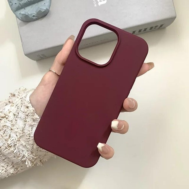 Best Phone Cases Flüssigsilikon-Handyhülle für iPhone 11 bis iPhone 15 Pro Max in Dunkellila und Rot - Bild 1