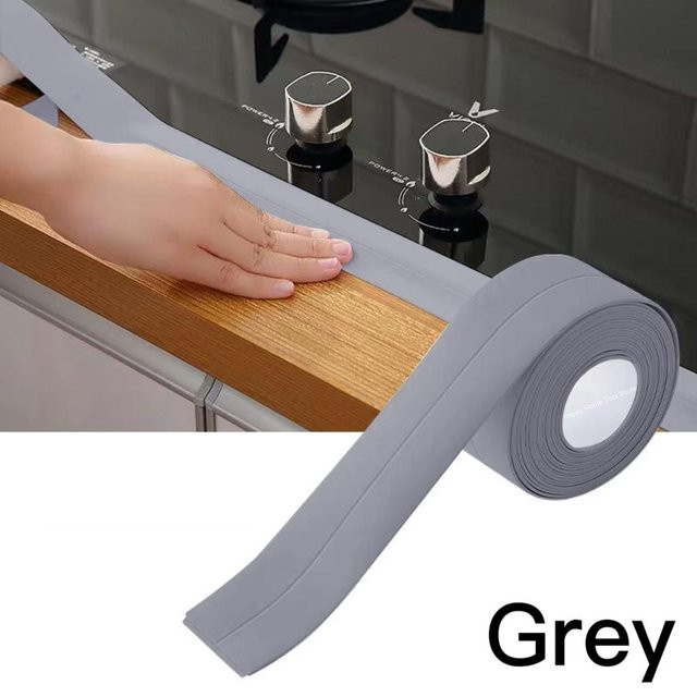 Selbstklebender Dichtungsstreifen von Yiran Furniture für Dusche und Bad, wasserdicht, Farbe: Grau, Breite: 3,8 cm, Länge: 3,2 m - Bild 1