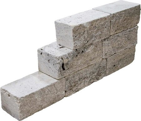 WOHNRAUSCH Travertin-Mauersteine Grau, 0,5 m², Oberfläche offenporig gespalten und getrommelt - Bild 1